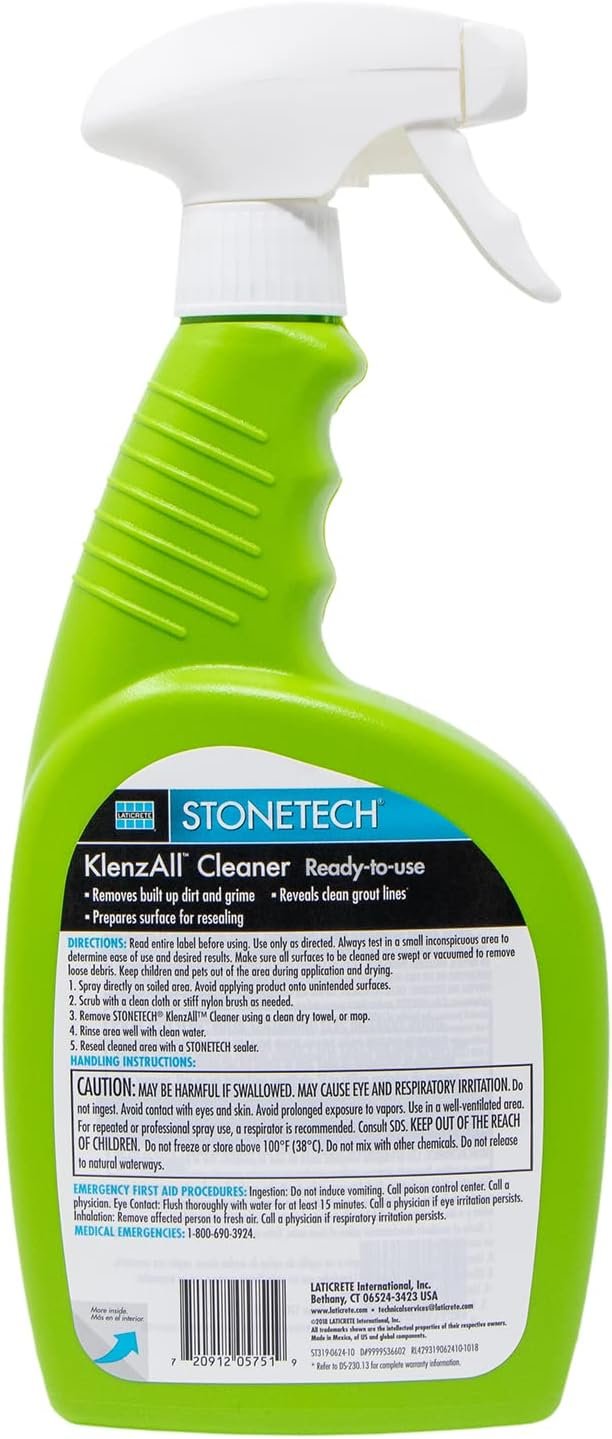 
STONETECH KlenzAll Cleaner, Heavy Duty Cleaner for Stone & Tile, 24OZ (709ML) Spray Bottle Hover